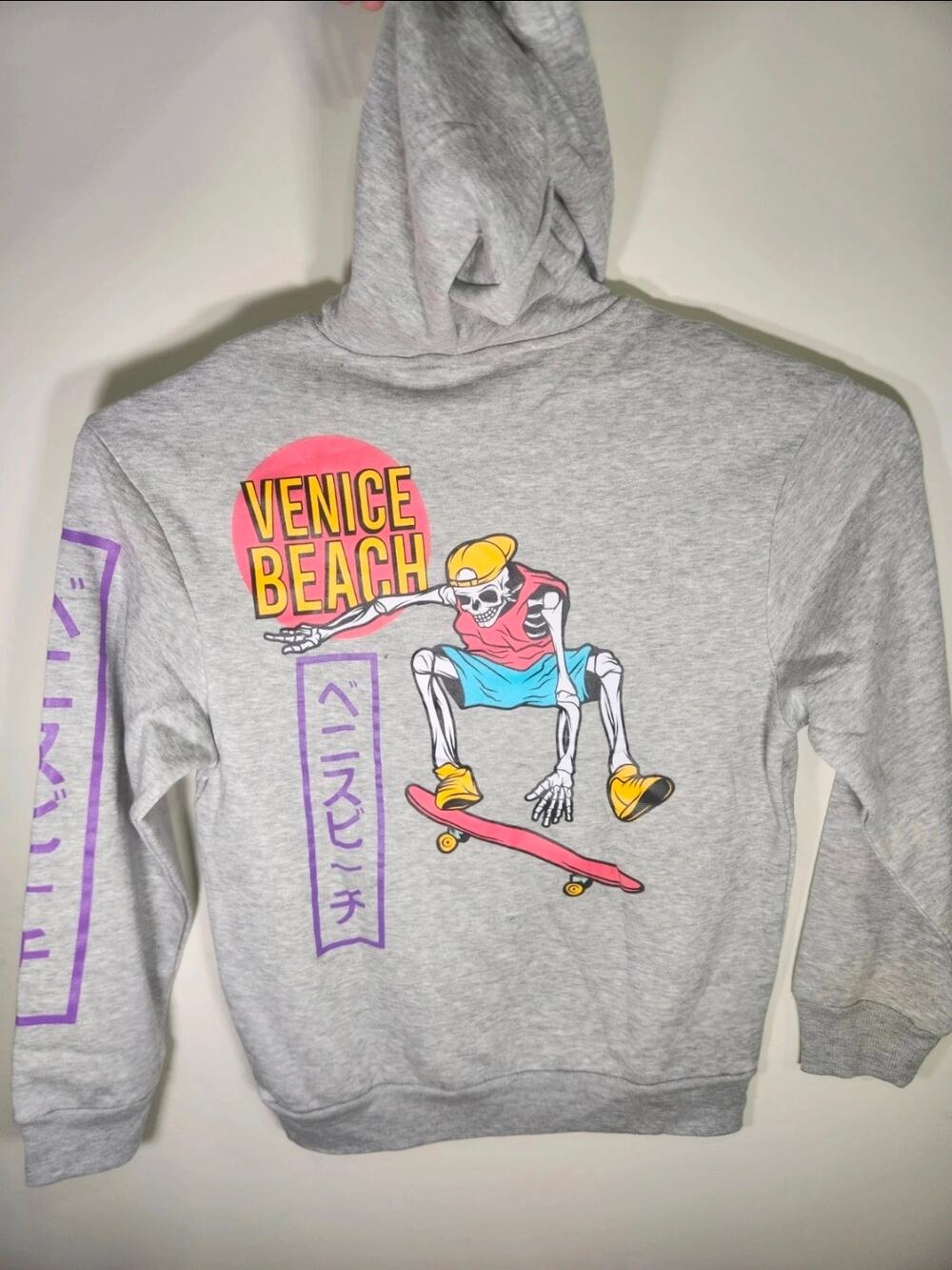 Chemistry Venice Beach Skeleton Skate Hoodie Gray Men's Medium NWT